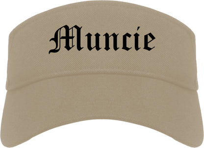 Muncie Indiana IN Old English Mens Visor Cap Hat Khaki