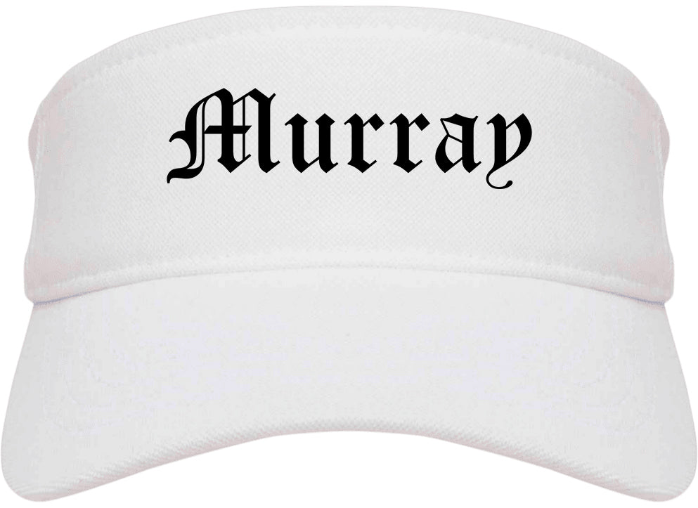 Murray Utah UT Old English Mens Visor Cap Hat White