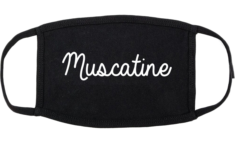 Muscatine Iowa IA Script Cotton Face Mask Black