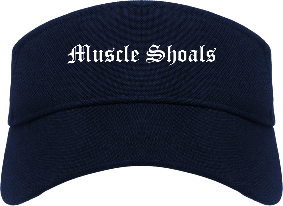 Muscle Shoals Alabama AL Old English Mens Visor Cap Hat Navy Blue