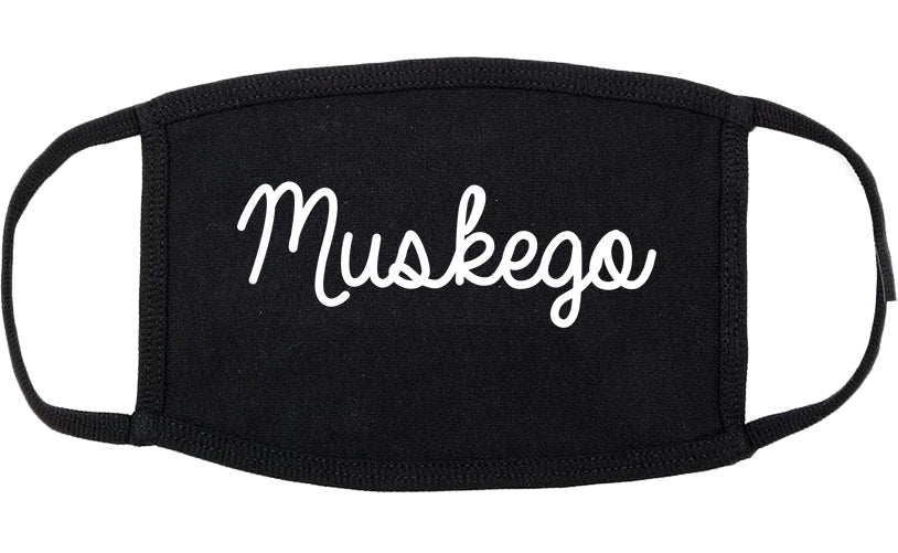 Muskego Wisconsin WI Script Cotton Face Mask Black