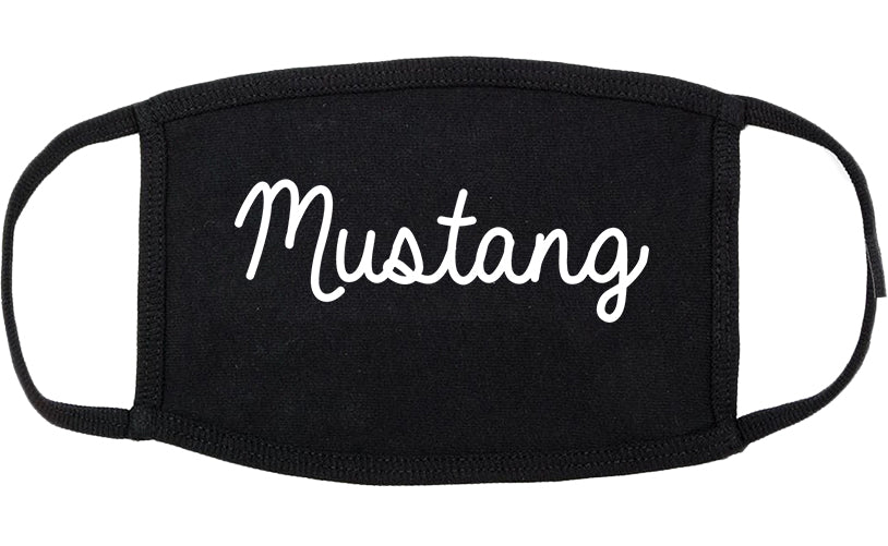 Mustang Oklahoma OK Script Cotton Face Mask Black
