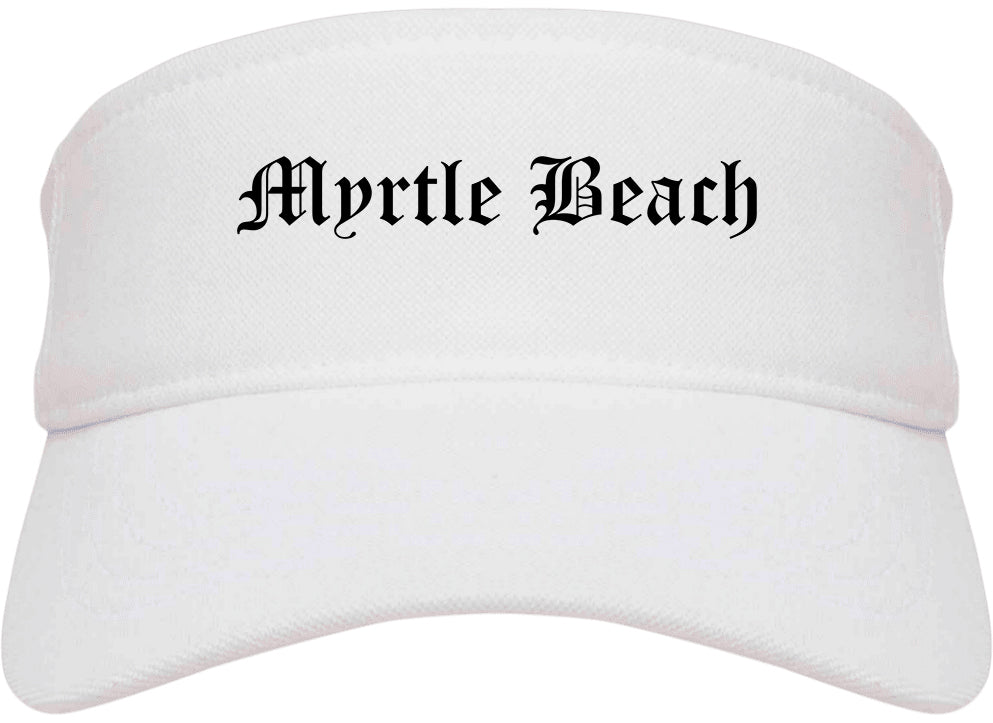Myrtle Beach South Carolina SC Old English Mens Visor Cap Hat White