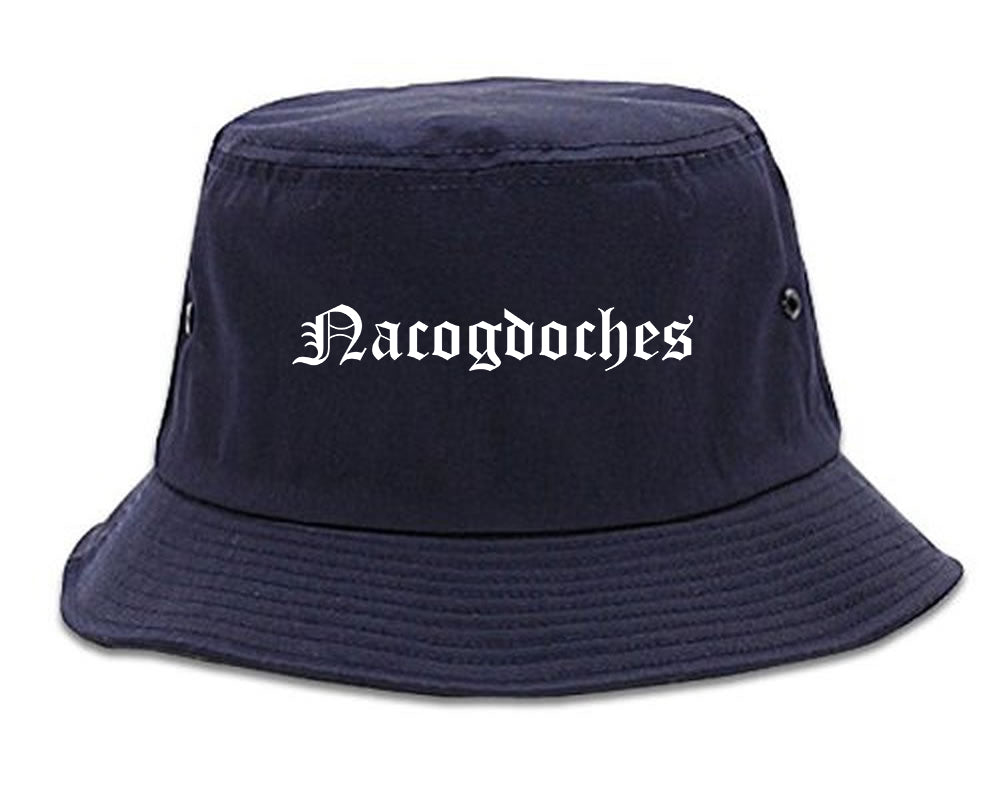 Nacogdoches Texas TX Old English Mens Bucket Hat Navy Blue