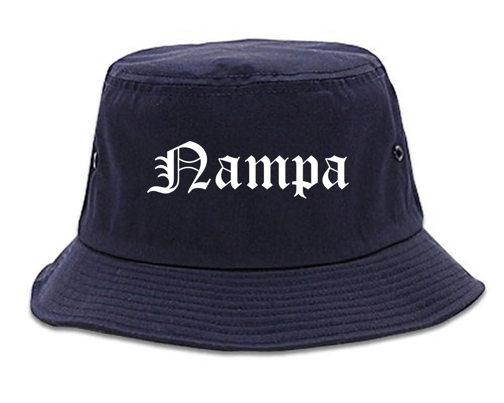 Nampa Idaho ID Old English Mens Bucket Hat Navy Blue
