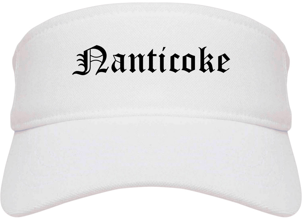 Nanticoke Pennsylvania PA Old English Mens Visor Cap Hat White