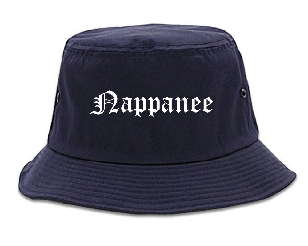 Nappanee Indiana IN Old English Mens Bucket Hat Navy Blue