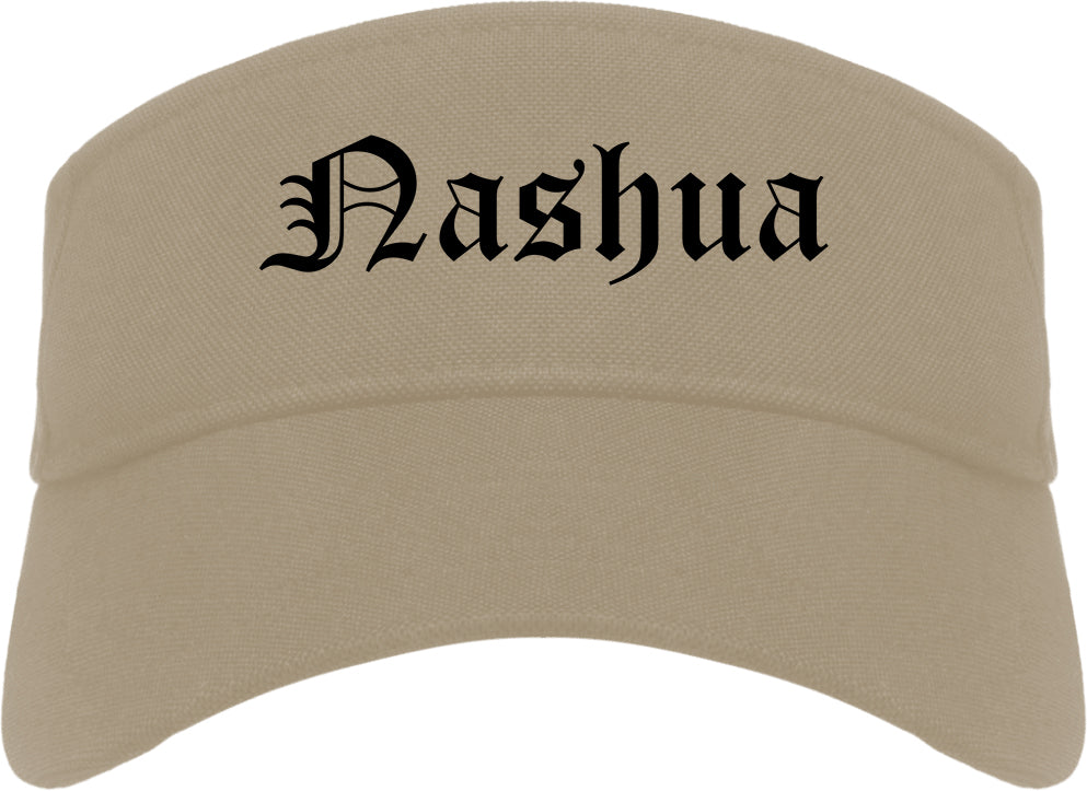 Nashua New Hampshire NH Old English Mens Visor Cap Hat Khaki