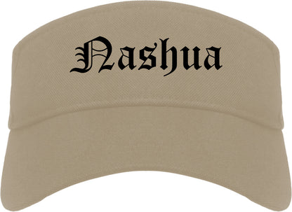 Nashua New Hampshire NH Old English Mens Visor Cap Hat Khaki