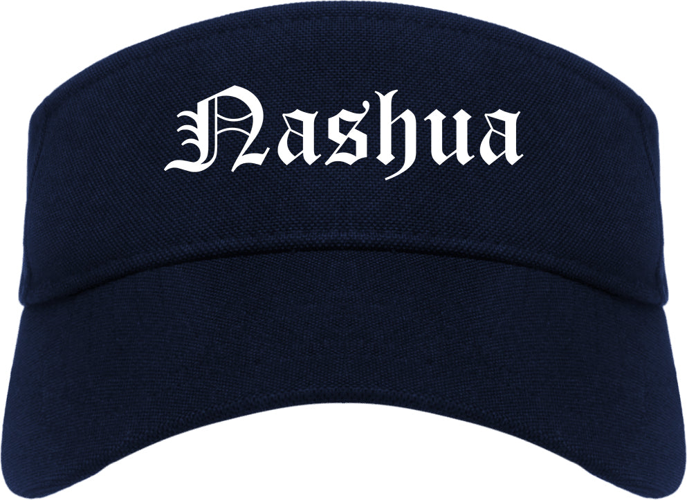 Nashua New Hampshire NH Old English Mens Visor Cap Hat Navy Blue