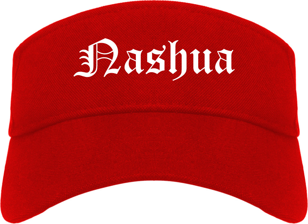 Nashua New Hampshire NH Old English Mens Visor Cap Hat Red