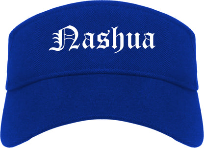 Nashua New Hampshire NH Old English Mens Visor Cap Hat Royal Blue