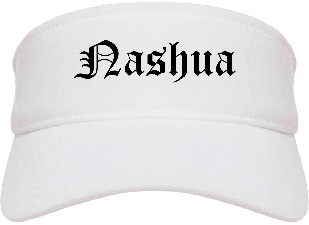 Nashua New Hampshire NH Old English Mens Visor Cap Hat White