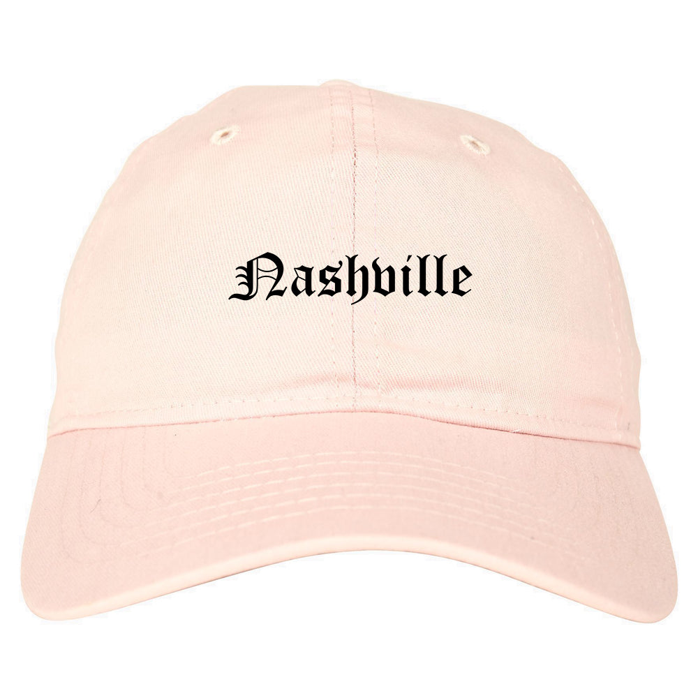 Nashville Tennessee TN Old English Mens Dad Hat Baseball Cap Pink