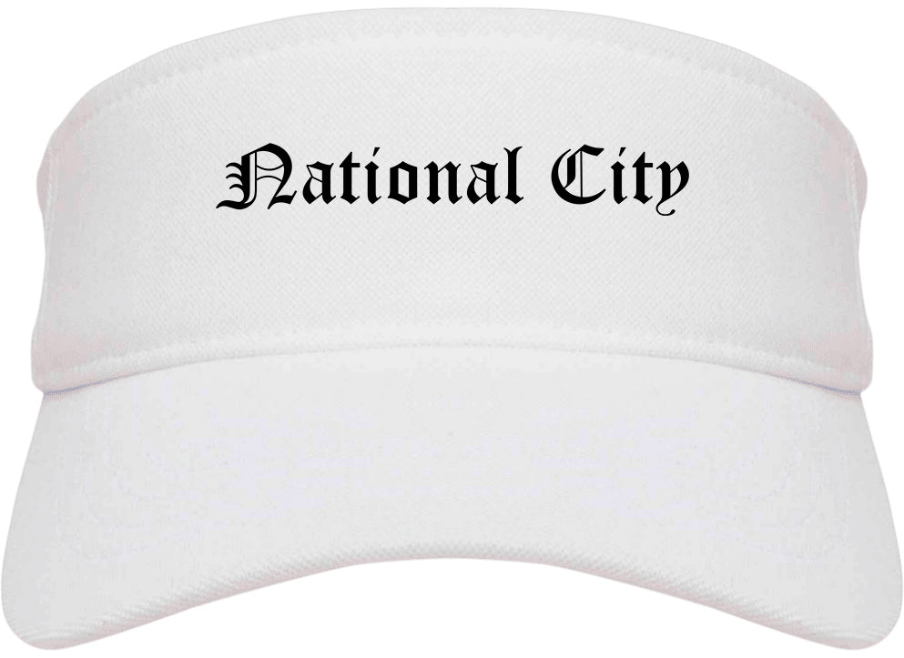 National City California CA Old English Mens Visor Cap Hat White