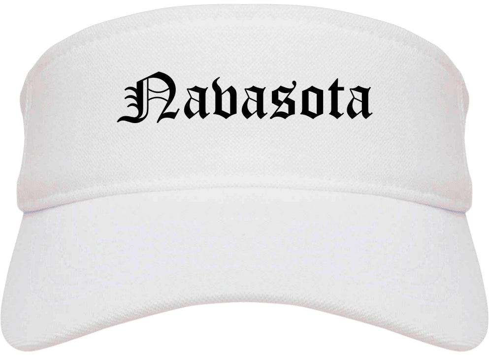 Navasota Texas TX Old English Mens Visor Cap Hat White
