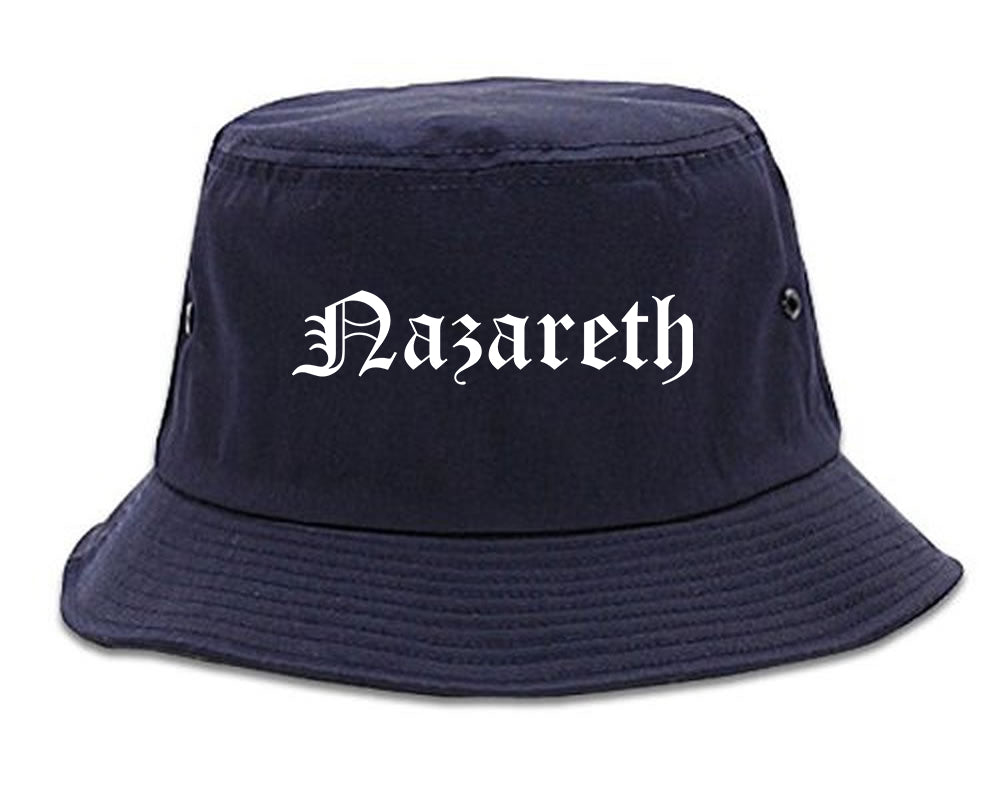 Nazareth Pennsylvania PA Old English Mens Bucket Hat Navy Blue