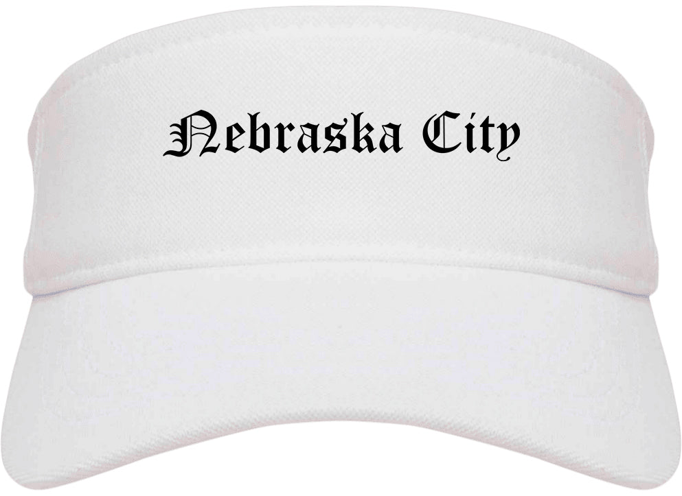 Nebraska City Nebraska NE Old English Mens Visor Cap Hat White