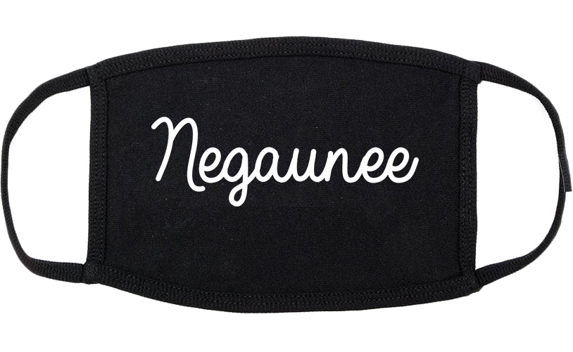 Negaunee Michigan MI Script Cotton Face Mask Black