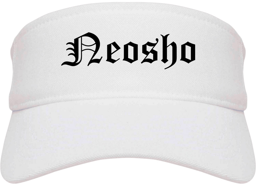 Neosho Missouri MO Old English Mens Visor Cap Hat White