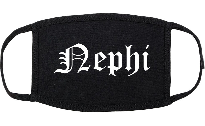 Nephi Utah UT Old English Cotton Face Mask Black