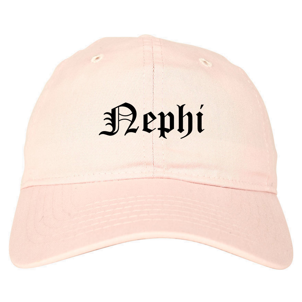 Nephi Utah UT Old English Mens Dad Hat Baseball Cap Pink