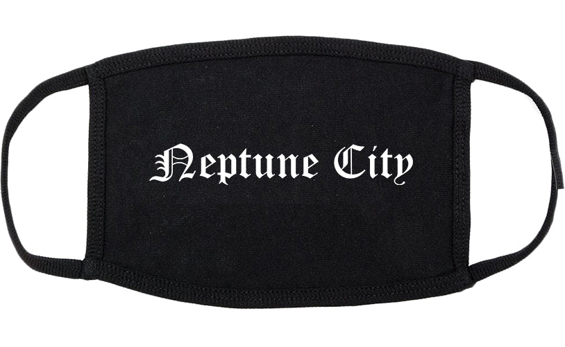 Neptune City New Jersey NJ Old English Cotton Face Mask Black