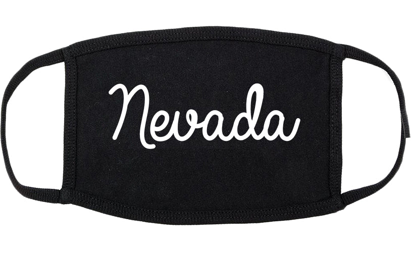 Nevada Iowa IA Script Cotton Face Mask Black