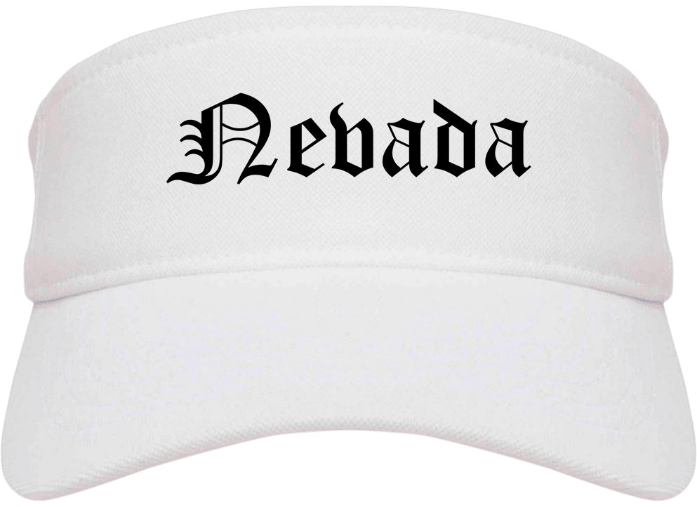 Nevada Iowa IA Old English Mens Visor Cap Hat White