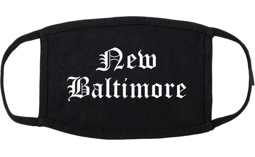 New Baltimore Michigan MI Old English Cotton Face Mask Black