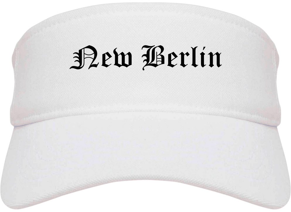 New Berlin Wisconsin WI Old English Mens Visor Cap Hat White