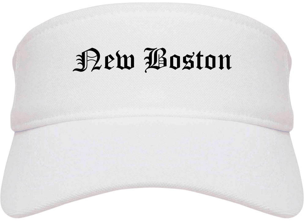 New Boston Texas TX Old English Mens Visor Cap Hat White
