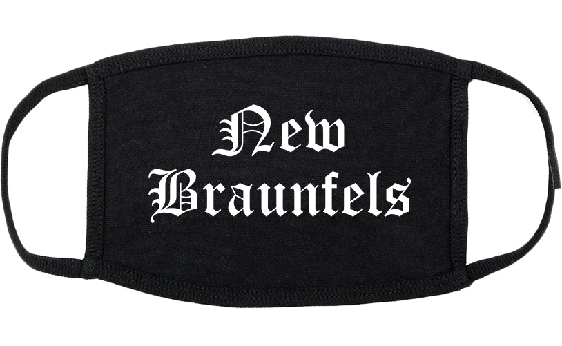 New Braunfels Texas TX Old English Cotton Face Mask Black