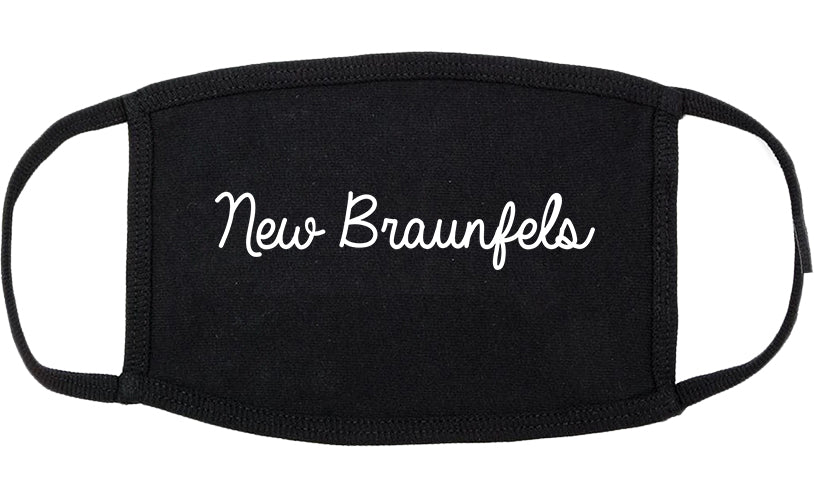 New Braunfels Texas TX Script Cotton Face Mask Black