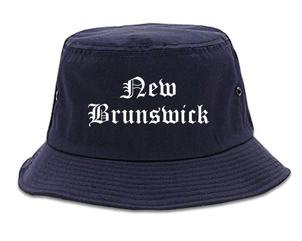 New Brunswick New Jersey NJ Old English Mens Bucket Hat Navy Blue