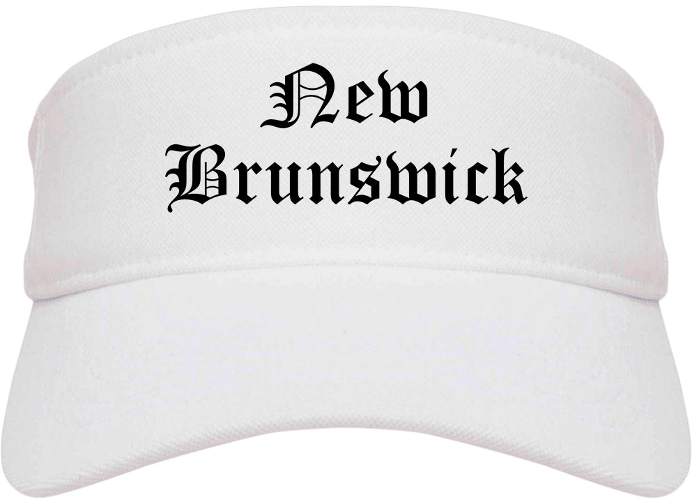 New Brunswick New Jersey NJ Old English Mens Visor Cap Hat White