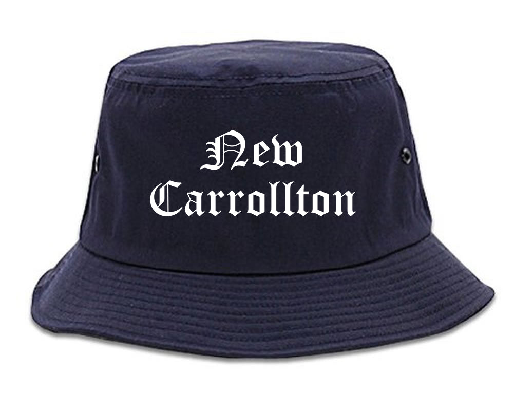 New Carrollton Maryland MD Old English Mens Bucket Hat Navy Blue