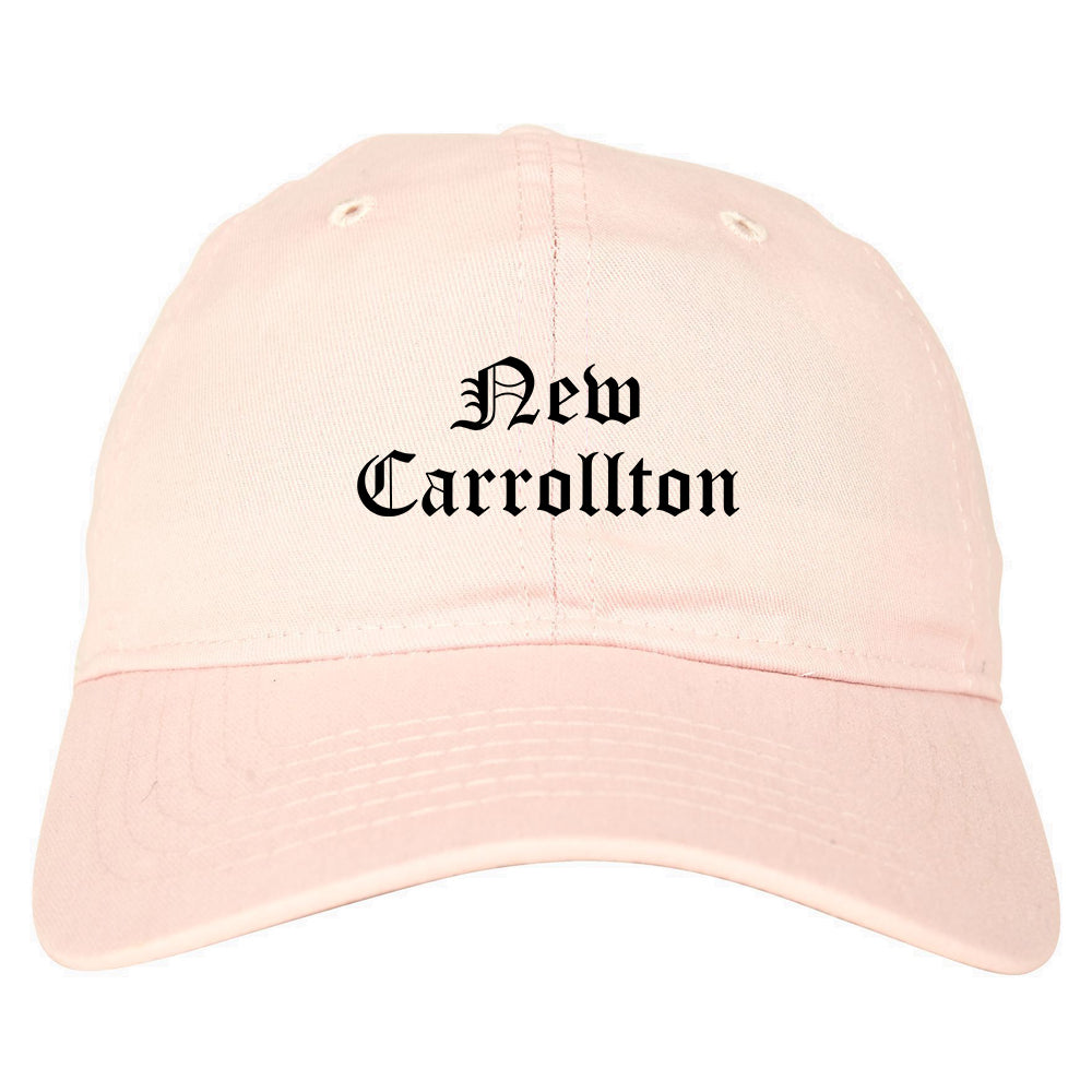 New Carrollton Maryland MD Old English Mens Dad Hat Baseball Cap Pink