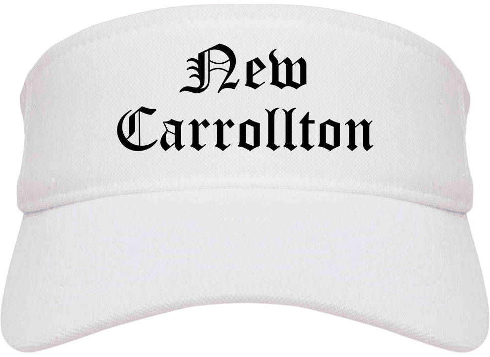 New Carrollton Maryland MD Old English Mens Visor Cap Hat White
