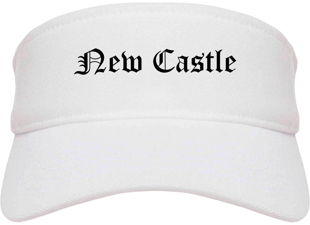 New Castle Delaware DE Old English Mens Visor Cap Hat White