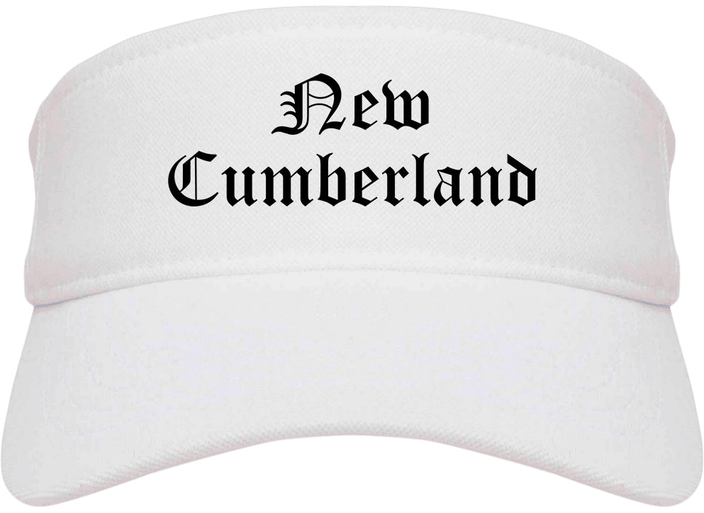 New Cumberland Pennsylvania PA Old English Mens Visor Cap Hat White