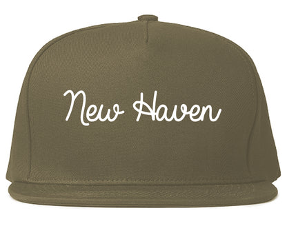 New Haven Connecticut CT Script Mens Snapback Hat Grey