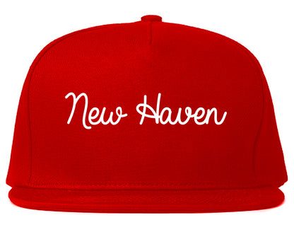 New Haven Connecticut CT Script Mens Snapback Hat Red