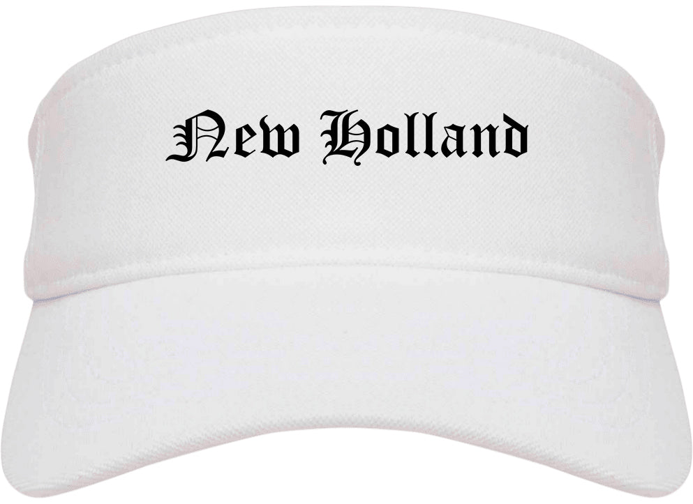 New Holland Pennsylvania PA Old English Mens Visor Cap Hat White