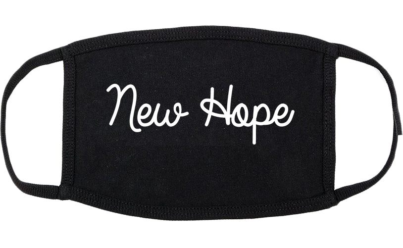 New Hope Minnesota MN Script Cotton Face Mask Black