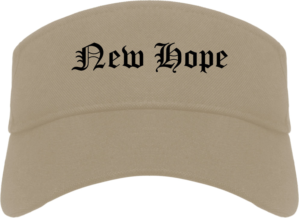 New Hope Minnesota MN Old English Mens Visor Cap Hat Khaki