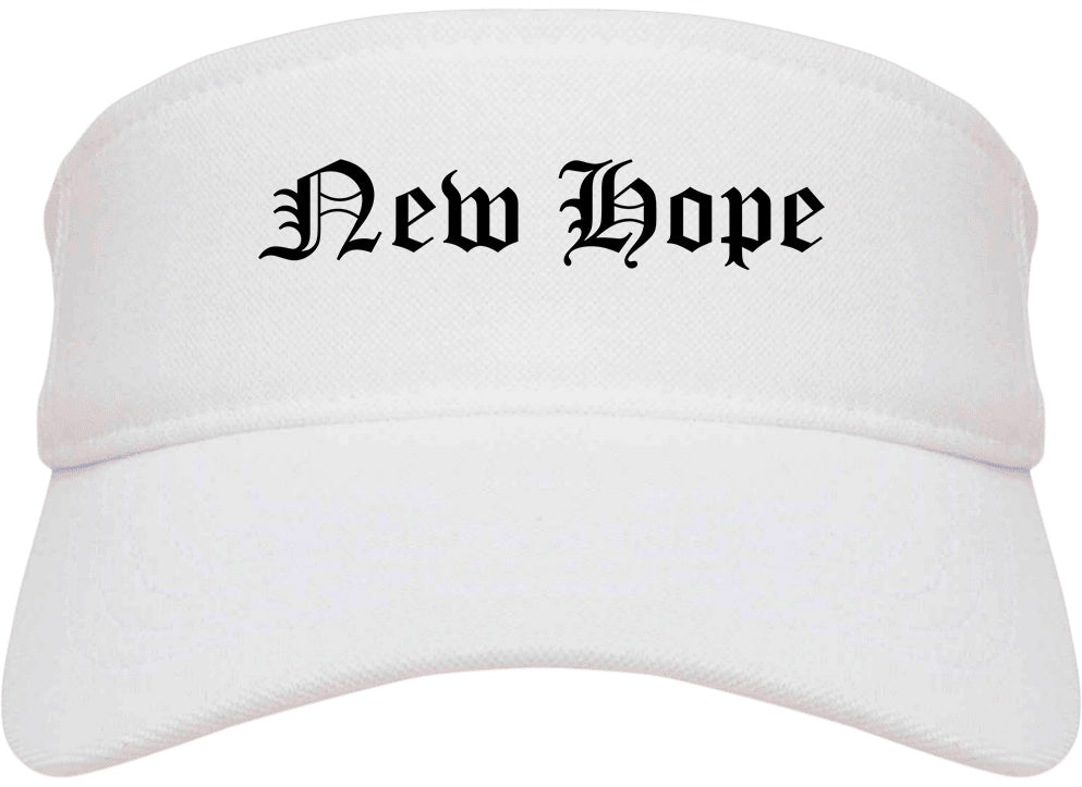 New Hope Minnesota MN Old English Mens Visor Cap Hat White