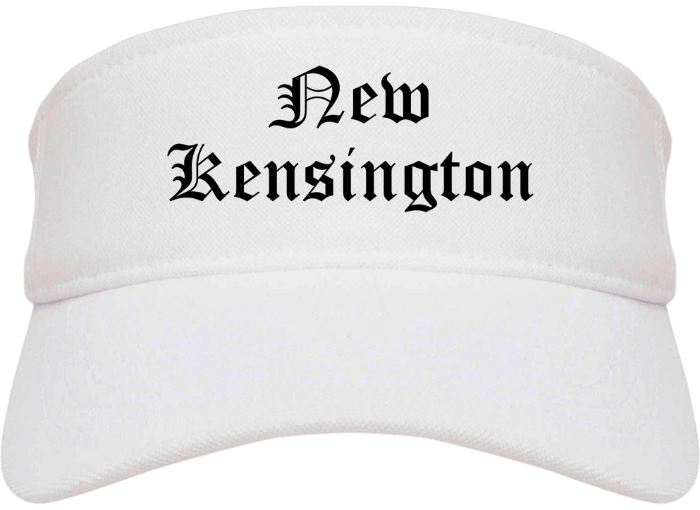 New Kensington Pennsylvania PA Old English Mens Visor Cap Hat White