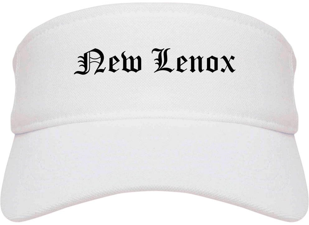 New Lenox Illinois IL Old English Mens Visor Cap Hat White