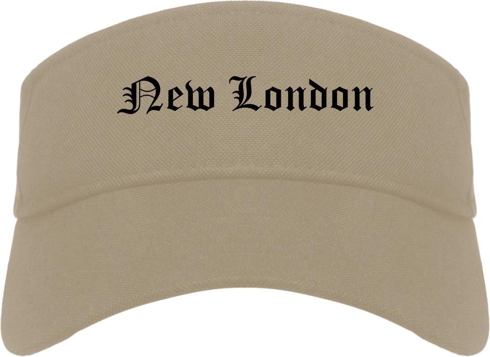 New London Connecticut CT Old English Mens Visor Cap Hat Khaki